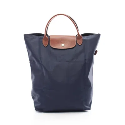 Longchamp Le Pliage Original M Tote Bag Fabric Leather In Blue