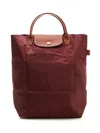 Longchamp Chestnut-coloured M Le Pliage Green Shopping Bag In Red