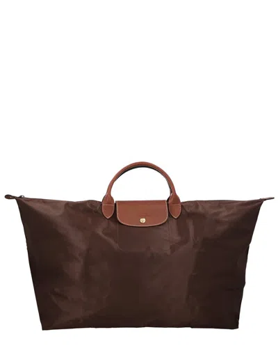 Longchamp Le Pliage Original Medium Canvas & Leather Tote Travel Bag In Brown
