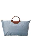 Longchamp Le Pliage Original Medium Canvas & Leather Travel Bag In Blue
