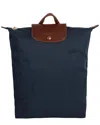 Longchamp Le Pliage Original Medium Canvas Backpack In Blue