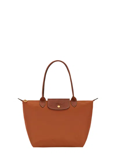 Longchamp Le Pliage Original Medium Canvas Handbag With Two Top Handles, Logo Front And Top Zip In Beige