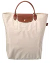 Longchamp Medium Canvas Tote Bag In Beige