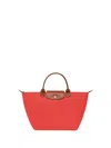 Longchamp 'le Pilage Original' Red Medium Handbag With Embossed Logo On The Front In Red