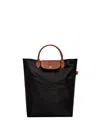 Longchamp Medium Cabas Replay Recycled Canvas Tote In Black