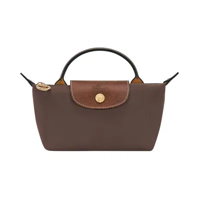 Pre-owned Longchamp Le Pliage Original Pouch With Handle 'mocha' | Brown | Women's Size Onesize