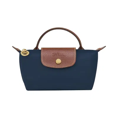 Pre-owned Longchamp Le Pliage Original Pouch With Handle 'navy' | Blue | Women's Size Onesize