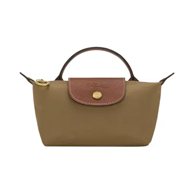 Pre-owned Longchamp Le Pliage Original Pouch With Handle 'olive' | Green | Women's Size Onesize