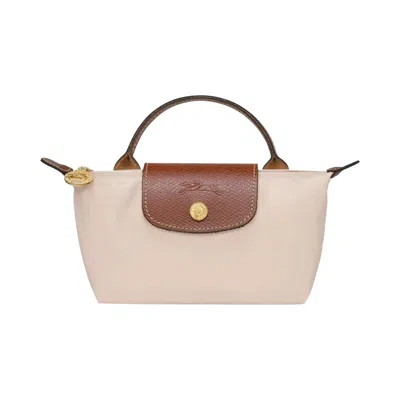 Pre-owned Longchamp Le Pliage Original Pouch With Handle 'paper' | Grey | Women's Size Onesize