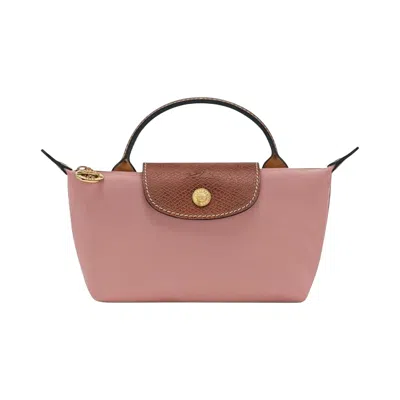 Pre-owned Longchamp Le Pliage Original Pouch With Handle 'pink Tea' | Women's Size Onesize