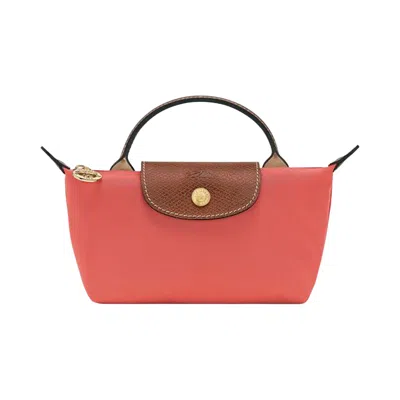 Pre-owned Longchamp Le Pliage Original Pouch With Handle 'strawberry' | Red | Women's Size Onesize