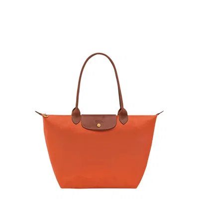 Longchamp Le Pliage Original Red Tote Bag With Embossed Logo In Canvas