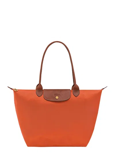Longchamp Le Pliage Original Red Tote Bag With Embossed Logo In Canvas Woman In Orange