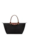 Longchamp Le Pliage Medium Folding Tote Bag In Black