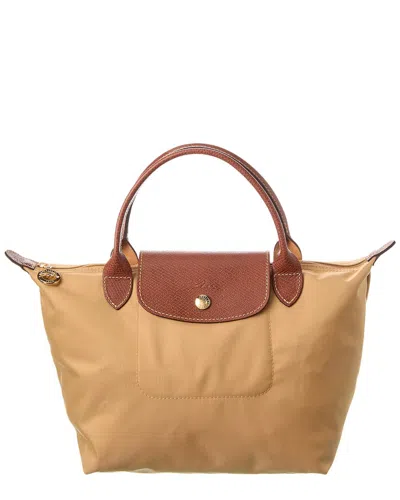 Longchamp Le Pliage Original Small Canvas Short Handle Handbag In Beige