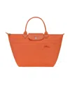 Longchamp Le Pliage Green Canvas Shoulder Bag In Red