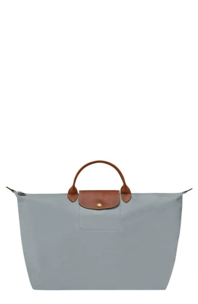 Longchamp 'le Pliage' Overnighter In Steel