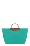 Longchamp 'le Pliage' Overnighter In Turquoise