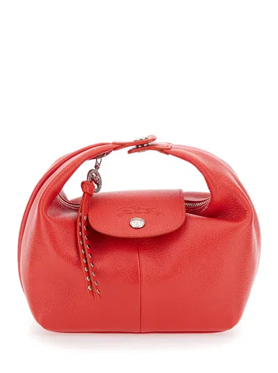 LONGCHAMP LE PLIAGE PORTOBELLO XS RED HANDBAG WITH LOGO EMBOSSED ON THE FRONT IN LEATHER WOMAN