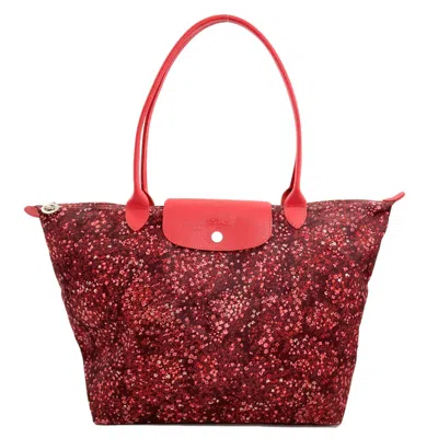 Pre-owned Longchamp Le Pliage Red Color Nylon Tote Bag ()