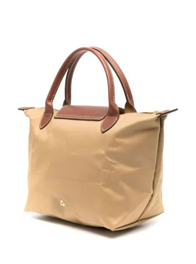 Longchamp 'le Pliage S' Beige Handbag With Engraved Logo