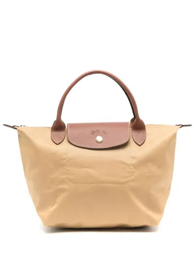 Longchamp Le Pliage S Beige Handbag With Engraved Logo In Recycled Canvas Woman In Sand