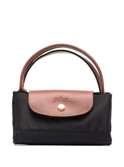Longchamp Le Pliage S Black Handbag With Engraved Logo In Recycled Canvas Woman