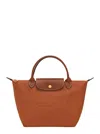 Longchamp 'le Pliage S' Brown Handbag With Engraved Logo In Recycled Canvas Woman In Brown