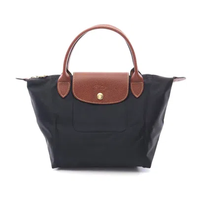 Longchamp Le Pliage S Canvas Leather Handbag In Black