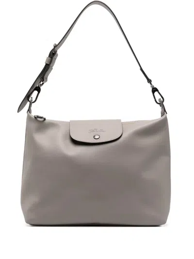 Longchamp Medium Le Pliage Xtra Leather Hobo Bag In Gray