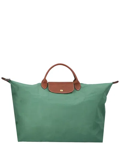 Longchamp Le Pliage Original Small Canvas & Leather Tote Travel Bag In Green
