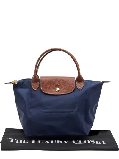 Pre-owned Longchamp Le Pliage Small Tote Bag In Blue