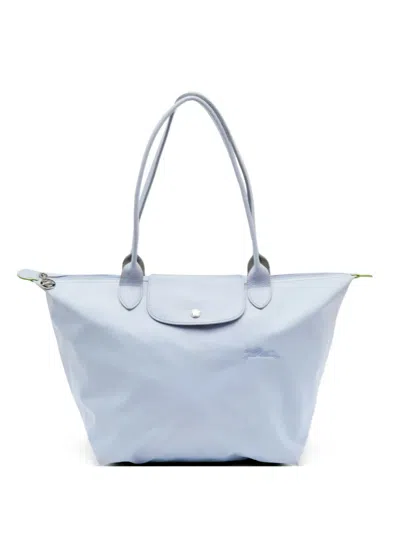 Pre-owned Longchamp Le Pliage Snap-button Tote Bag In Blue