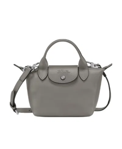 Longchamp Le Pliage Xtra Xs Leather Handbag In Gray