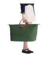 Longchamp Rectangular Duffel Bag With Calf Leather Accents In Green