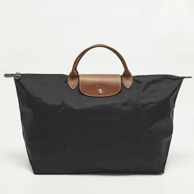 Pre-owned Longchamp Le Pliage Travel Black Nylon Tote