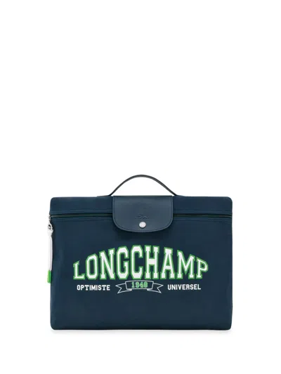 Longchamp `le Pliage Université` Small Briefcase In Blue