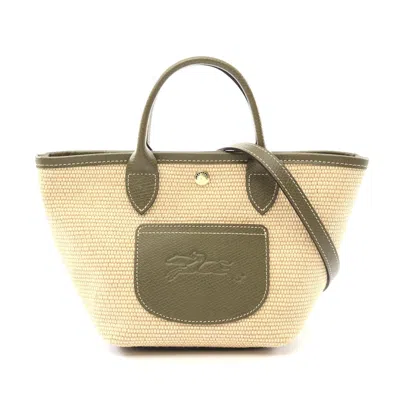 Longchamp Le Pliage Xs Basket Bag Canvas Leather In Sand