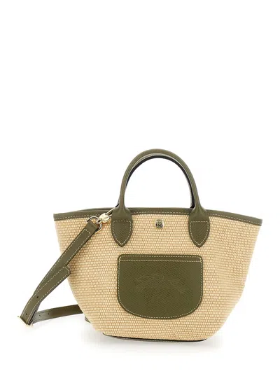 Longchamp Le Pliage Xs Green Handbag With Logo Embossed On The Front In Fabric And Leather Blend Woman In Artichaut