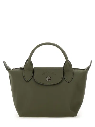 Longchamp Le Pilage Xtra Green Handbag With Adjustable And Removable Shoulder Strap And Embossed Logo On The F