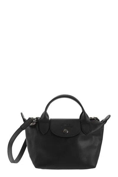 Longchamp Le Pliage Xtra Leather Bag With Shoulder Strap In Black