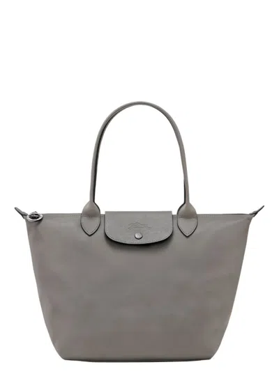 Longchamp Medium Le Pliage Xtra Leather Shoulder Tote In Grey