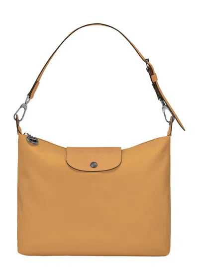 Longchamp M Le Pliage Xtra Yellow Shoulder Bag With Engraved Logo In Leather Woman