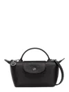 Longchamp Le Pliage Xtra Black Handbag With Embossed Logo In Leather Woman In Black