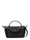 Longchamp Le Pliage Xtra Black Handbag With Embossed Logo In Leather Woman In Black
