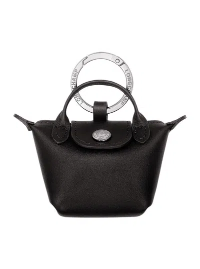 Longchamp 'le Pliage Xtra' Black Keyring With Logo Lettering