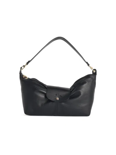 Longchamp 'le Pliage Xtra Bow' Black Leather Shoulder Bag