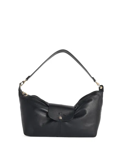 Longchamp Le Pliage Xtra Bow Black Leather Shoulder Bag
