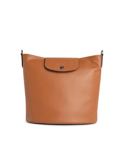 Longchamp 'le Pliage Xtra' 'cajou' Leather Bucket Bag In Brown