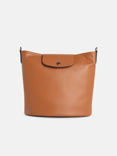 Longchamp 'le Pliage Xtra' 'cajou' Leather Bucket Bag In Brown